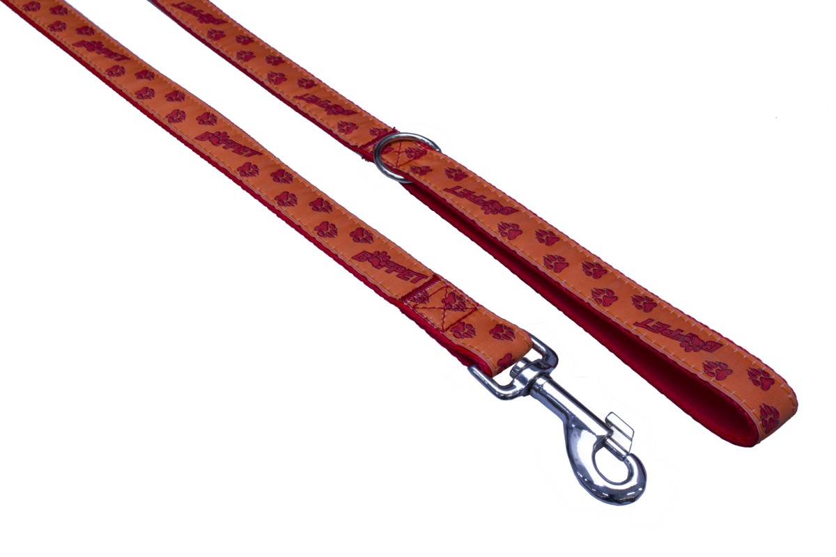 B&F Strap leash, paws BAF 1,5x150cm red