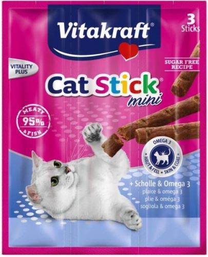 Vitakraft Cat Stick Mini tyčinky platýz & Omega 3 18g x 3ks