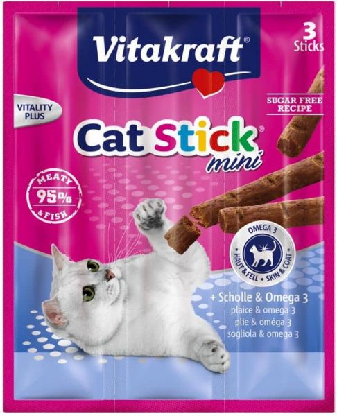 Vitakraft Cat Stick Mini tyčinky platýz & Omega 3 18g x 3ks