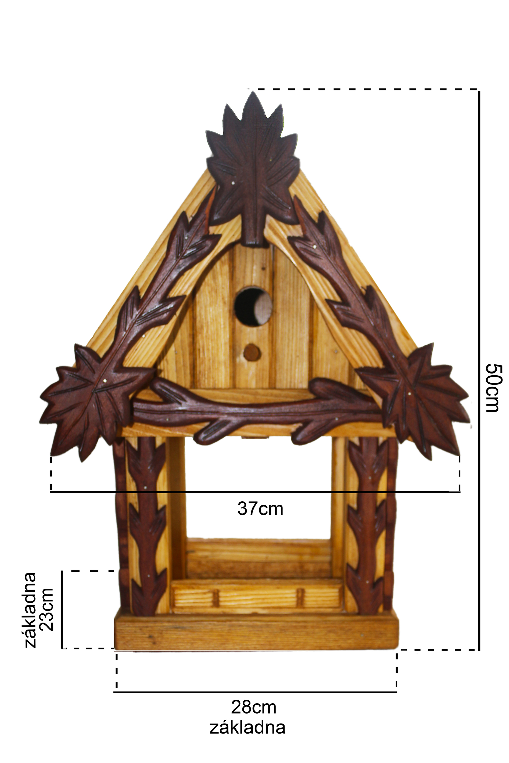 Massive birdhouse with bird feeder - bright with ornaments (4)
