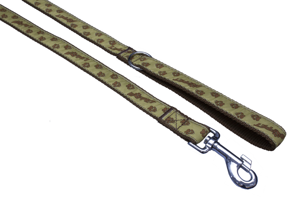 B&F Strap leash, paws BAF 2x150cm brown