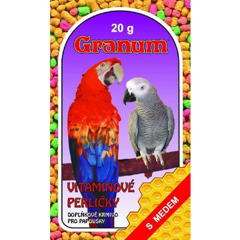 Granum vitamínové perličky s medem pro velké papoušky 20g