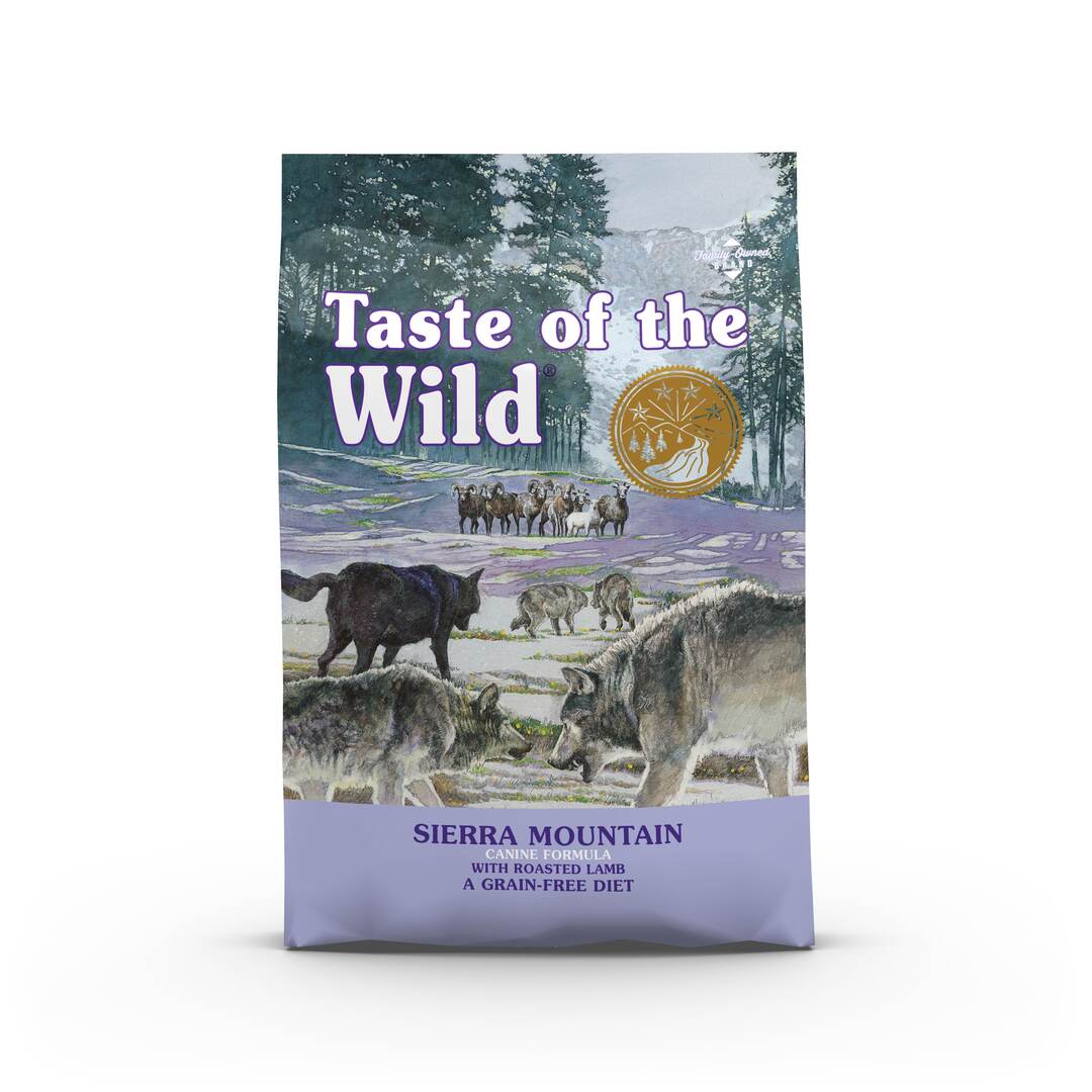 Kompletní krmivo pro psy Taste of the Wild vhodné pro všechna stádia života. Perfektně stravitelné proteiny v podobě čistého novozélandského jehněčího, ale také divočiny z amerických horských oblastí.