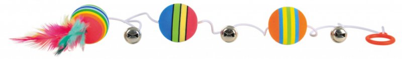 Trixie Rainbow balls on a string with bells 3.5 cm / 80 cm