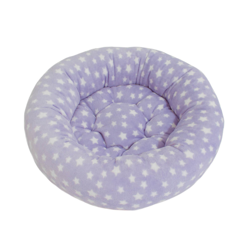 Rajen round cat bed 50cm, stars on lavender