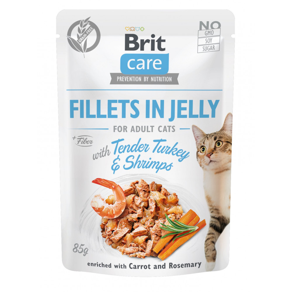 Brit Care Cat Fillets in Jelly with Tender Turkey & Shrimps 85g