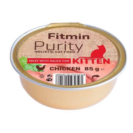 Prémiové vlhké krmivo pro koťata Fitmin Purity s kuřecím masem. Balení 85 g.