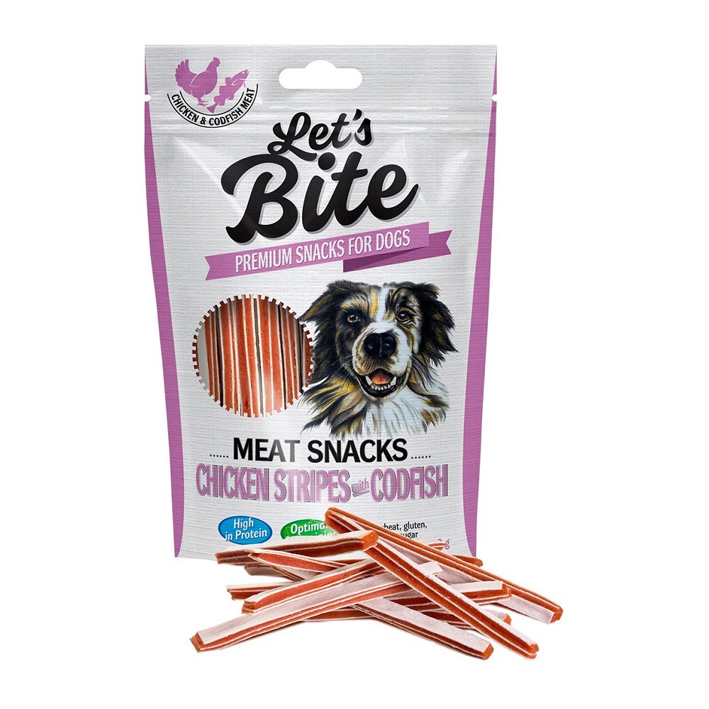 Brit Let's Bite Meat Snacks Chicken Stripes with Codfish 80g