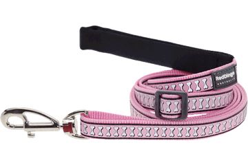 Red Dingo reflective leash pattern cubes pink, 18mm, 1-1,8m