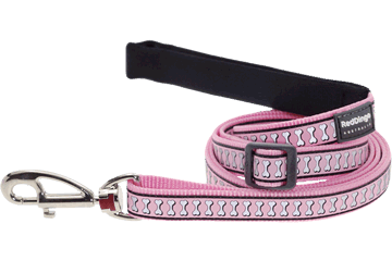 Red Dingo reflective leash pattern cubes pink, 18mm, 1-1,8m