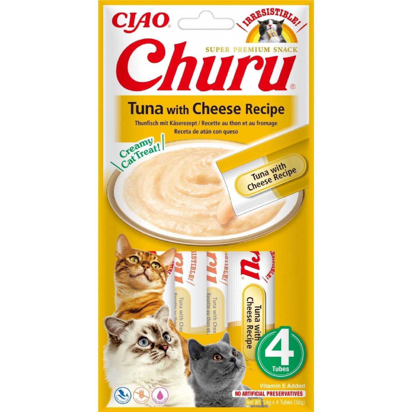Churu cat masové pyré tuňák a sýr 4x14g