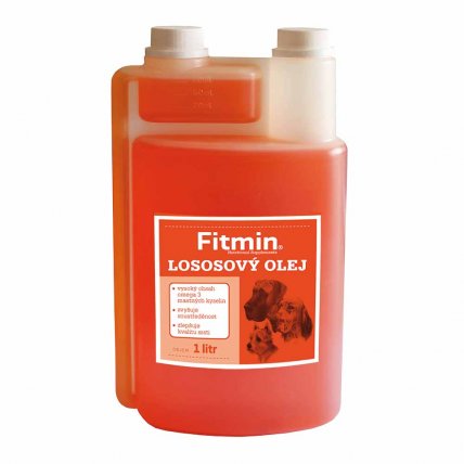 Za studena lisovaný lososový olej pro psy Fitmin. Balení 1 litr.
