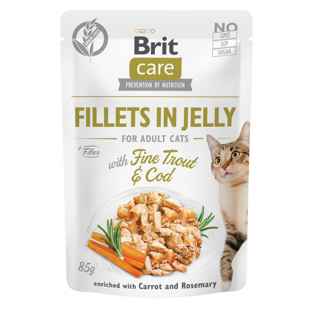 Brit Care Cat Fillets in Jelly with Fine Trout & Cod 85g