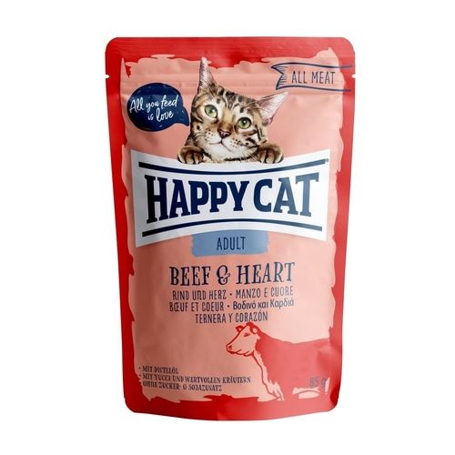 Happy Cat pocket All Meat Adult Beef & Heart 85g