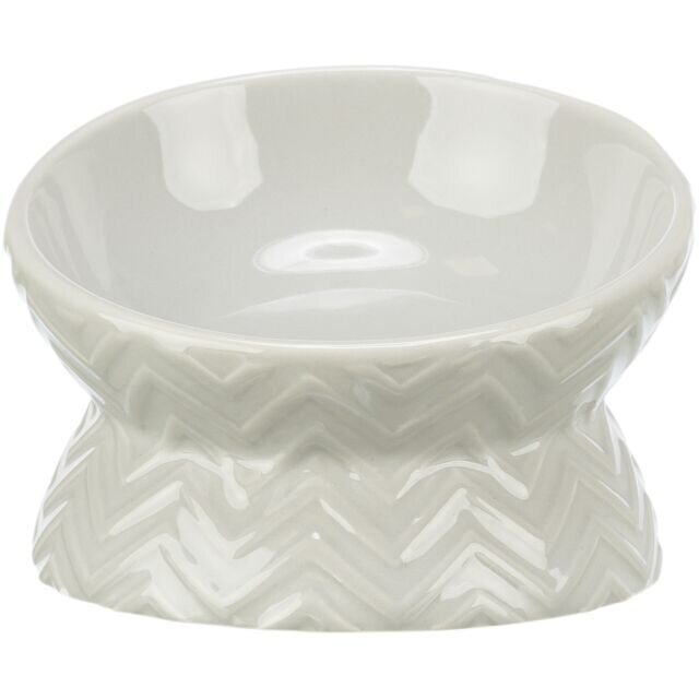 Keramická miska vyvýšená, ergonomický tvar, 0,15 l / 13 cm, světlešedá (1)