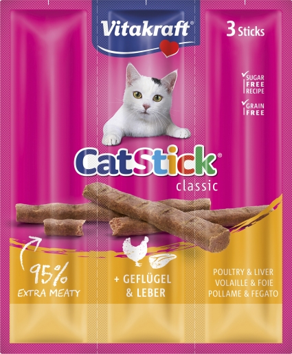 Vitakraft Cat Stick Mini tyčinky s drůbeží & játry 18g x 3ks