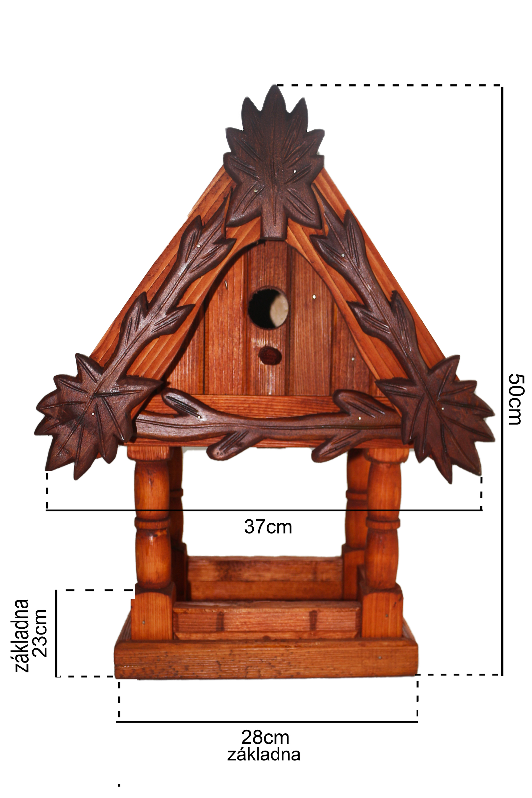 Massive birdhouse with bird feeder - dark with ornaments (4)