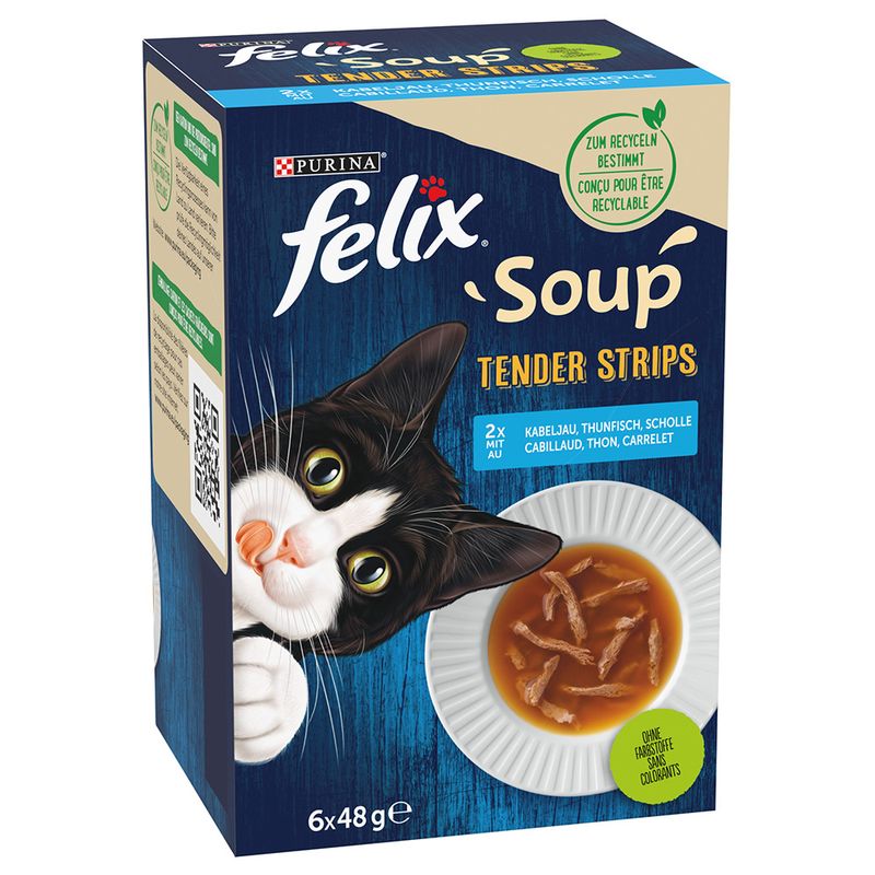 Felix Soup Tender Strips rozmanitost z vody 6x48g