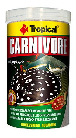 Tropical Carnivore granulát je plnohodnotná krmná směs pro okrasné ryby. 1000ml (600g).