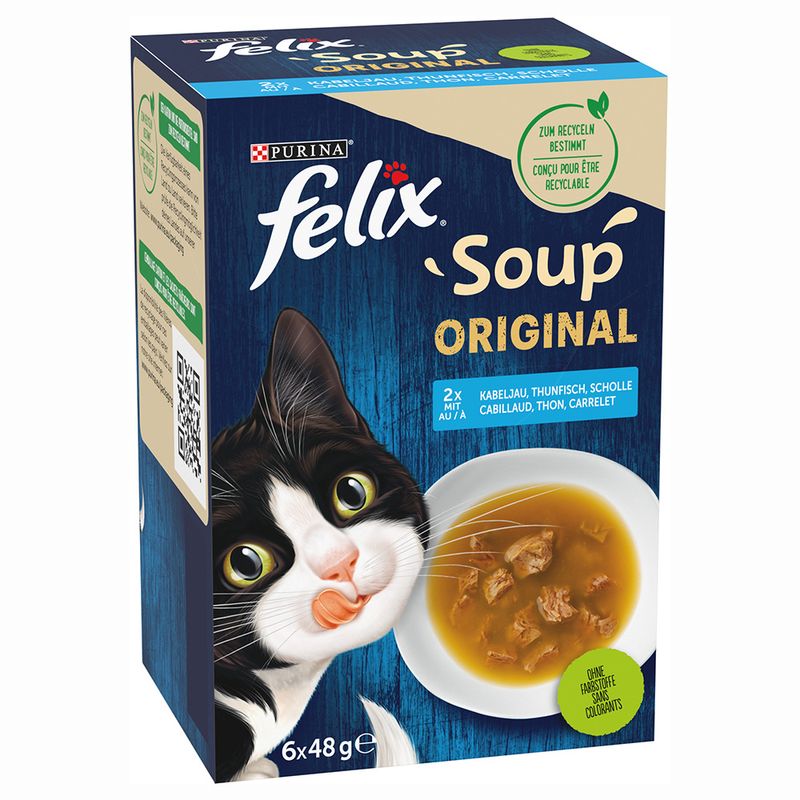 Felix Soup Lahodný výběr z ryb s treskou s tuňákem s platýzem 6x48g