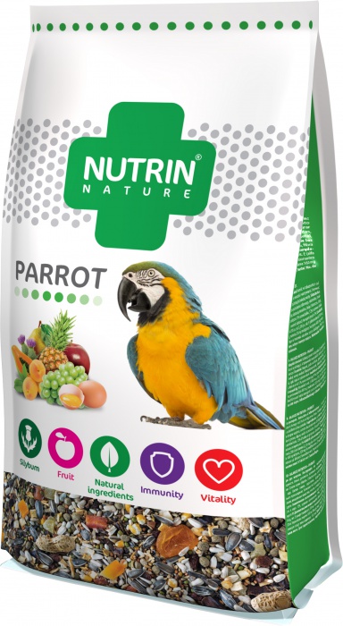 Kompletní krmivo NUTRIN pro papoušky. 750 g.