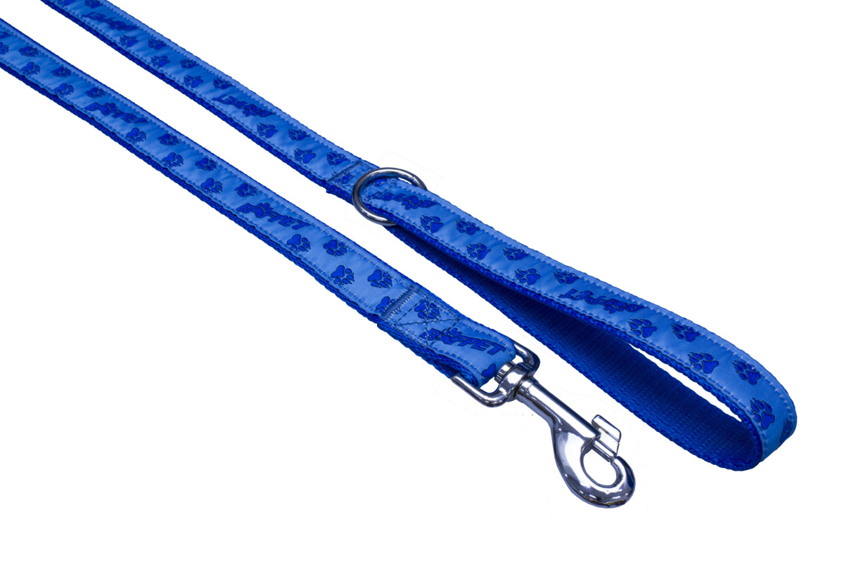 B&F Strap leash, paws BAF 2,5x150cm blue
