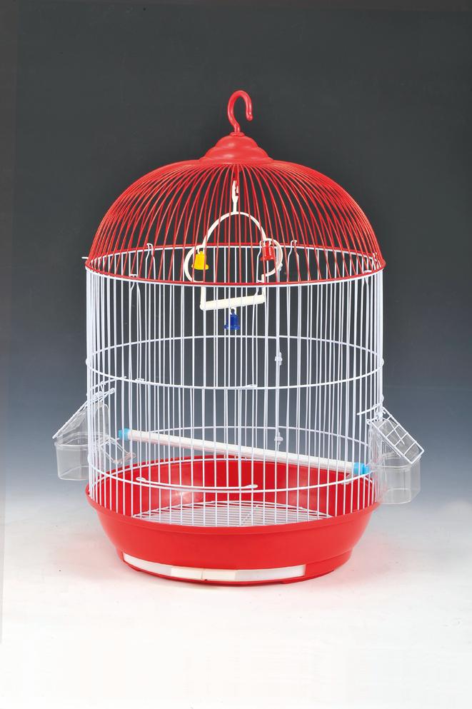 Cage round, hanging, red