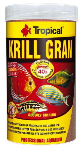 Mnohosložkové vybarvující krmivo pro ryby ve formě potápějících se granulí s vysokým obsahem arktického krilu (40%). 250ml.