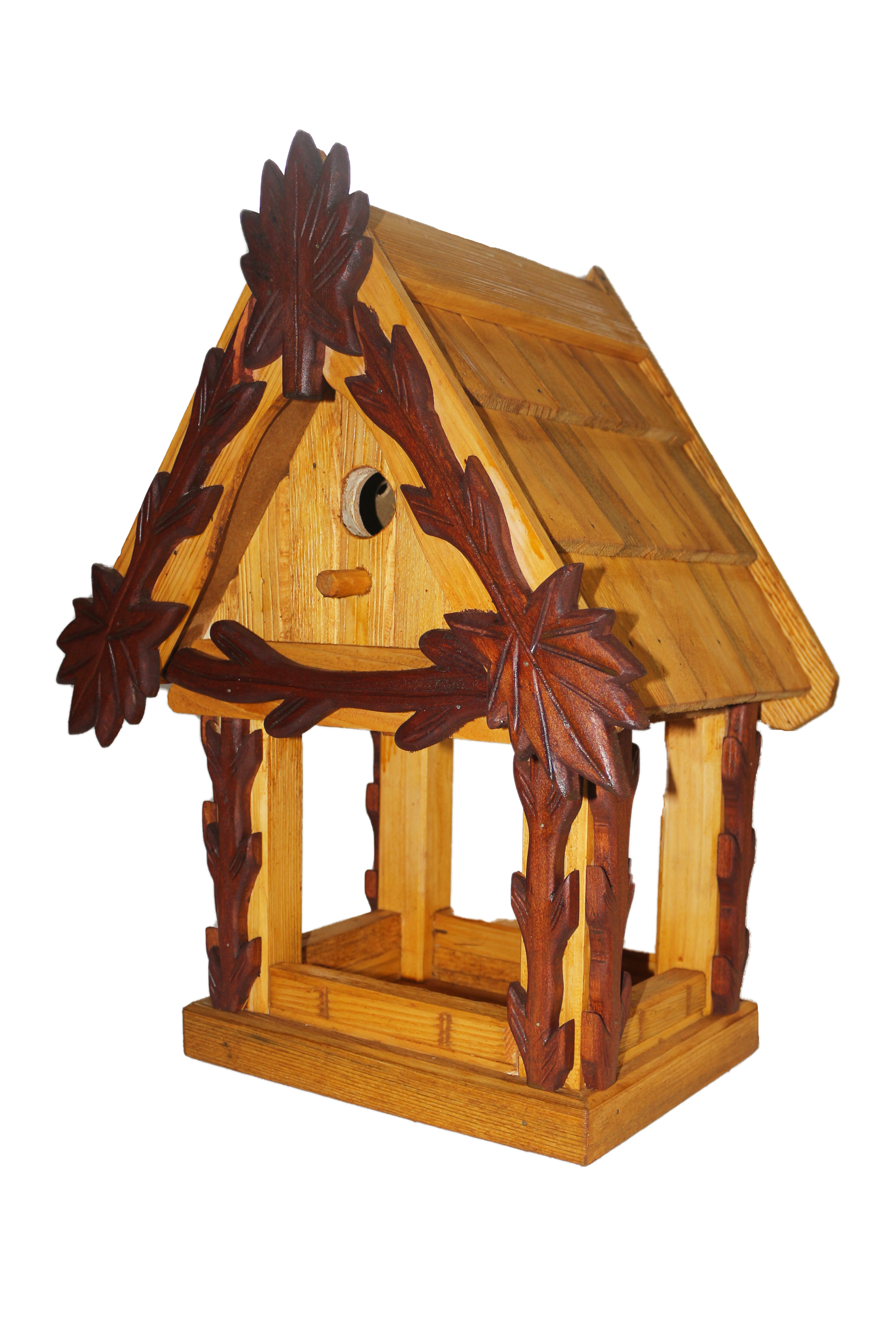 Massive birdhouse with bird feeder - bright with ornaments (1)