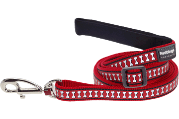Red Dingo Reflective leash pattern cubes red, 18mm, 1-1,8m