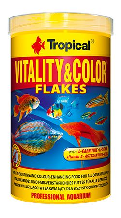 Vločkové krmivo pro ryby s vysokým obsahem bílkovin, zvýrazňující vybarvení a vitalizující, určené ke každodennímu krmení býložravých a všežravých ryb. 500ml.
