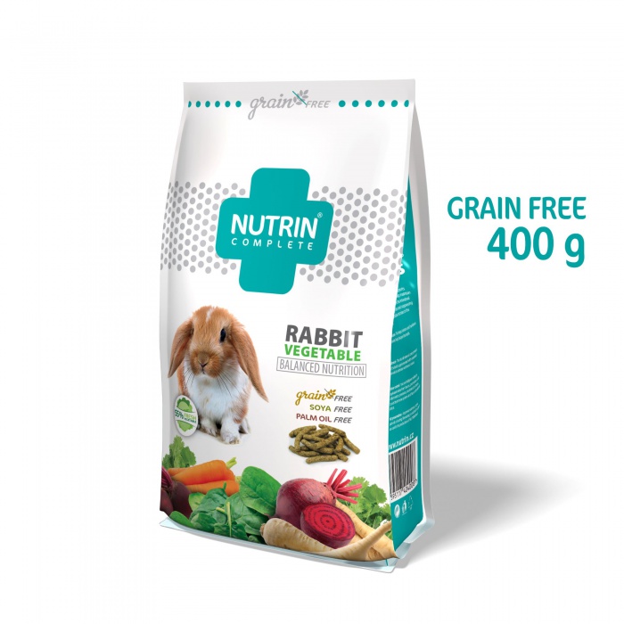 Kompletní extrudované krmivo NUTRIN pro králíky bez obilovin. 400 g.