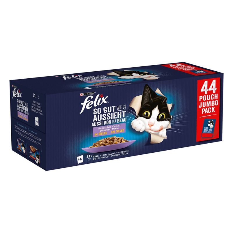 Felix Fantastic with beef chicken, salmon and tuna in jelly 44x85g