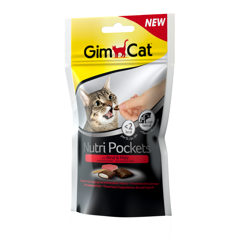 GimCat Nutri Pockets s hovězím masem & maltózovou pastou 60g