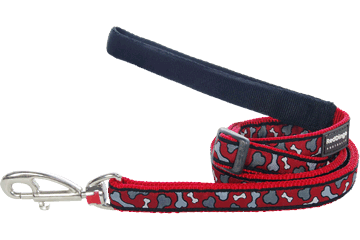 Red Dingo leash pattern cubes red, 12mm, 1-1,8m