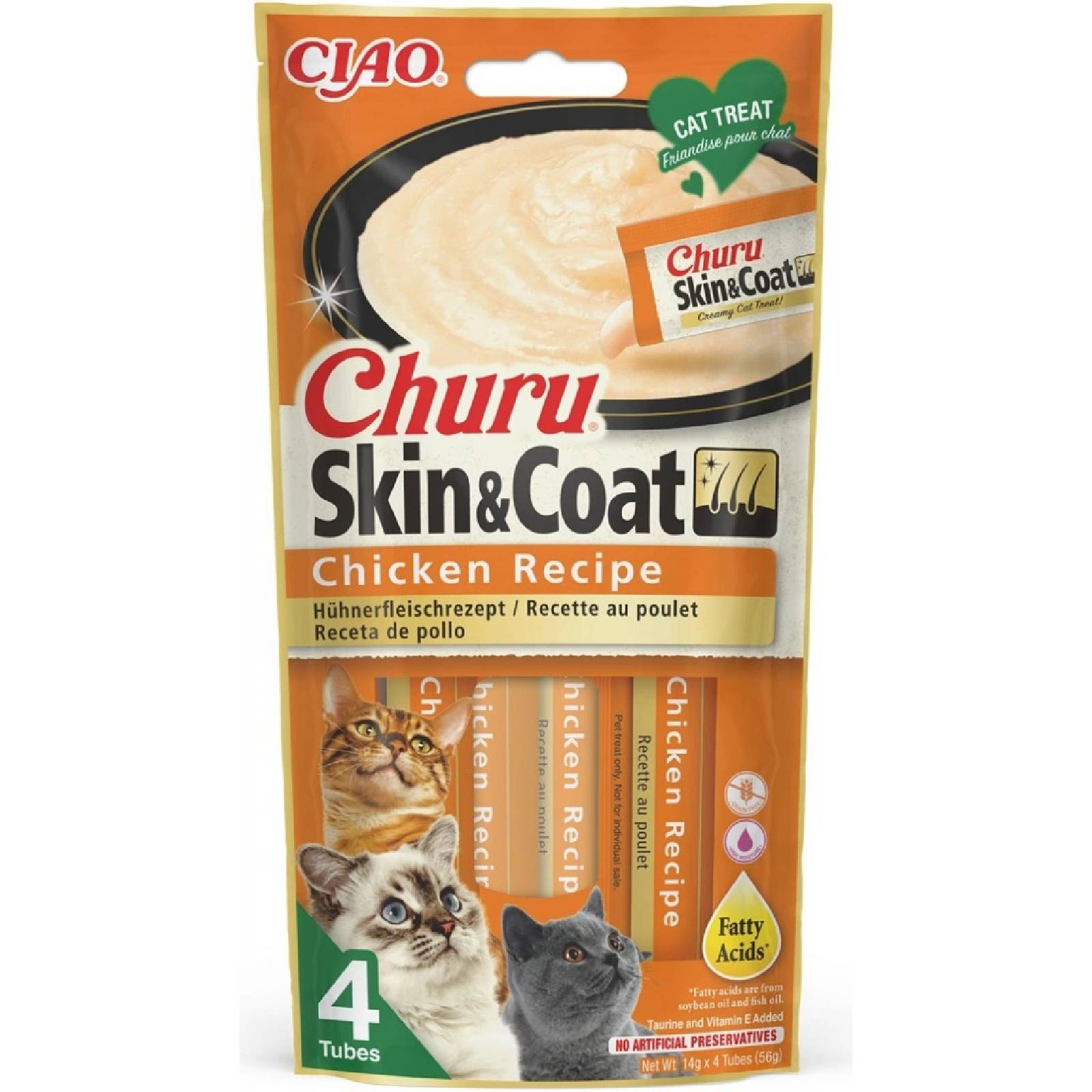 Churu Cat masové pyré Skin & Coat kuře 4x14g