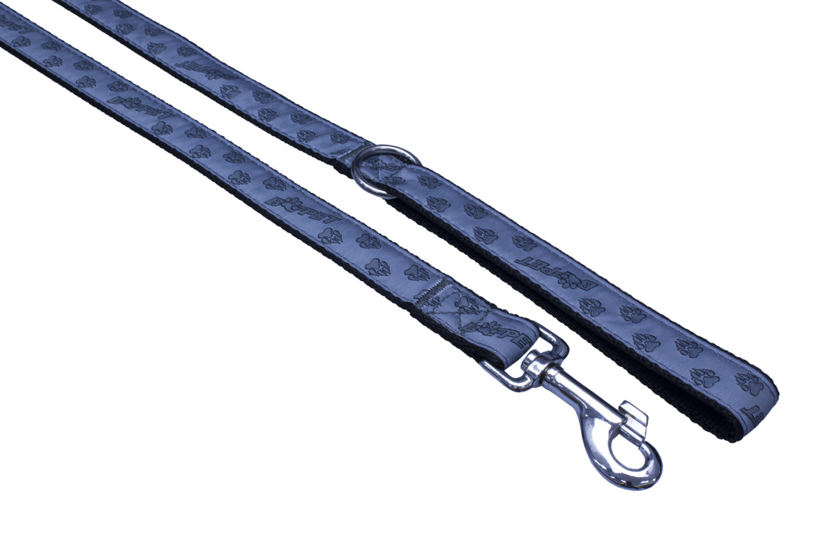 B&F Strap leash, paws BAF 1,5x150cm gray