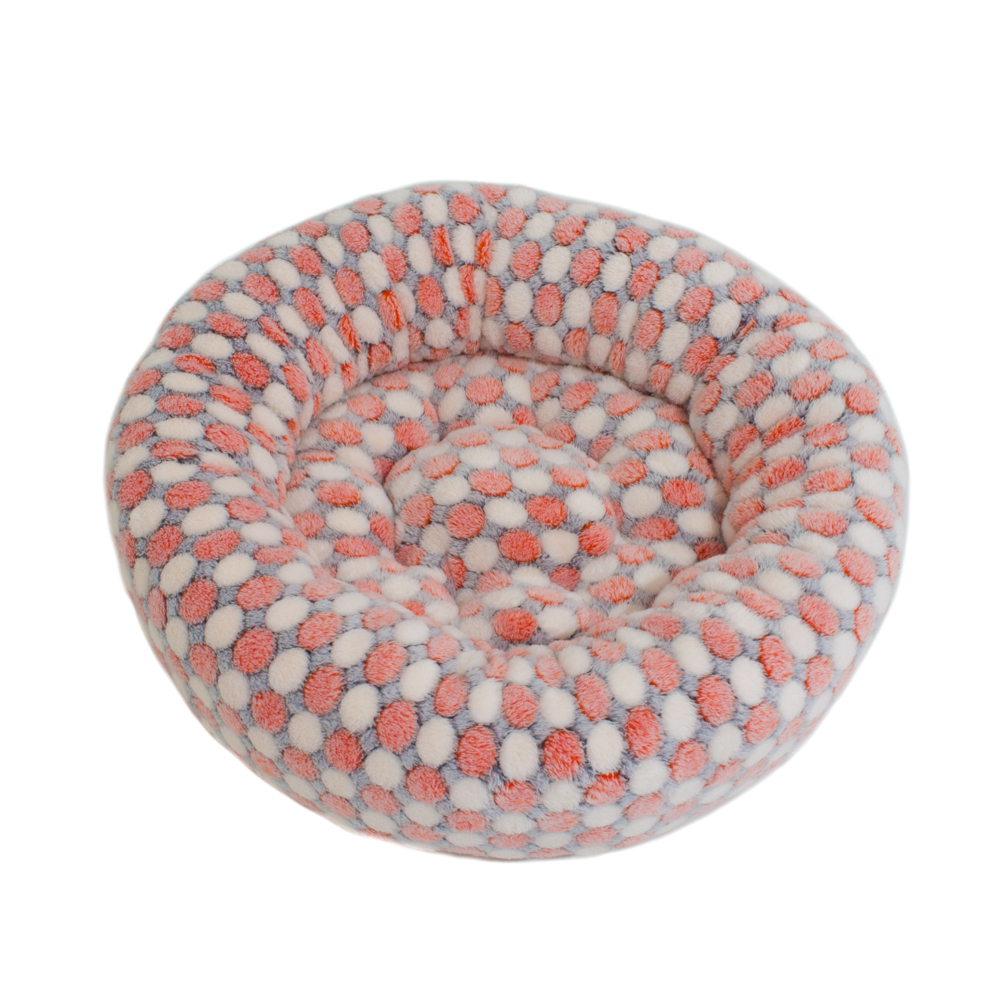 Rajen round cat bed 50cm, checkered cream on red