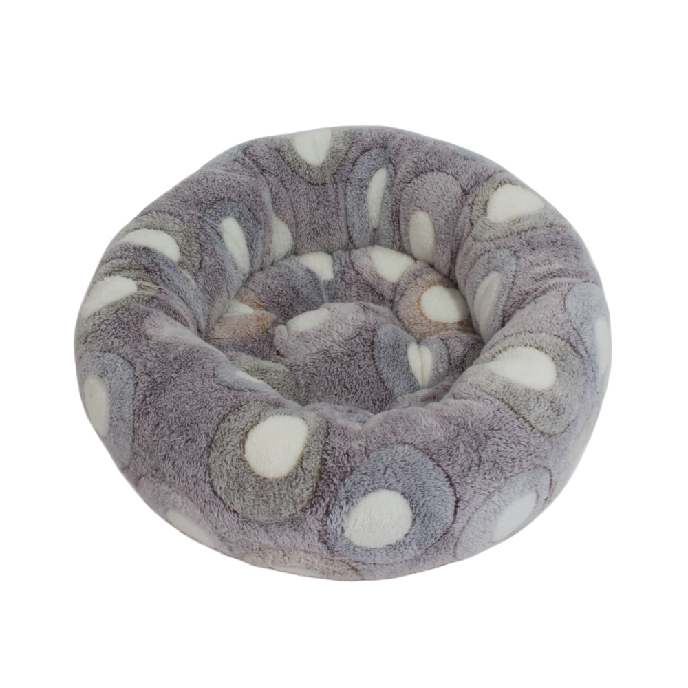Rajen round cat bed 50cm, circles on grey and blue