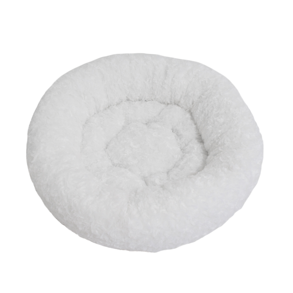 Rajen round cat bed 50cm, white feathers
