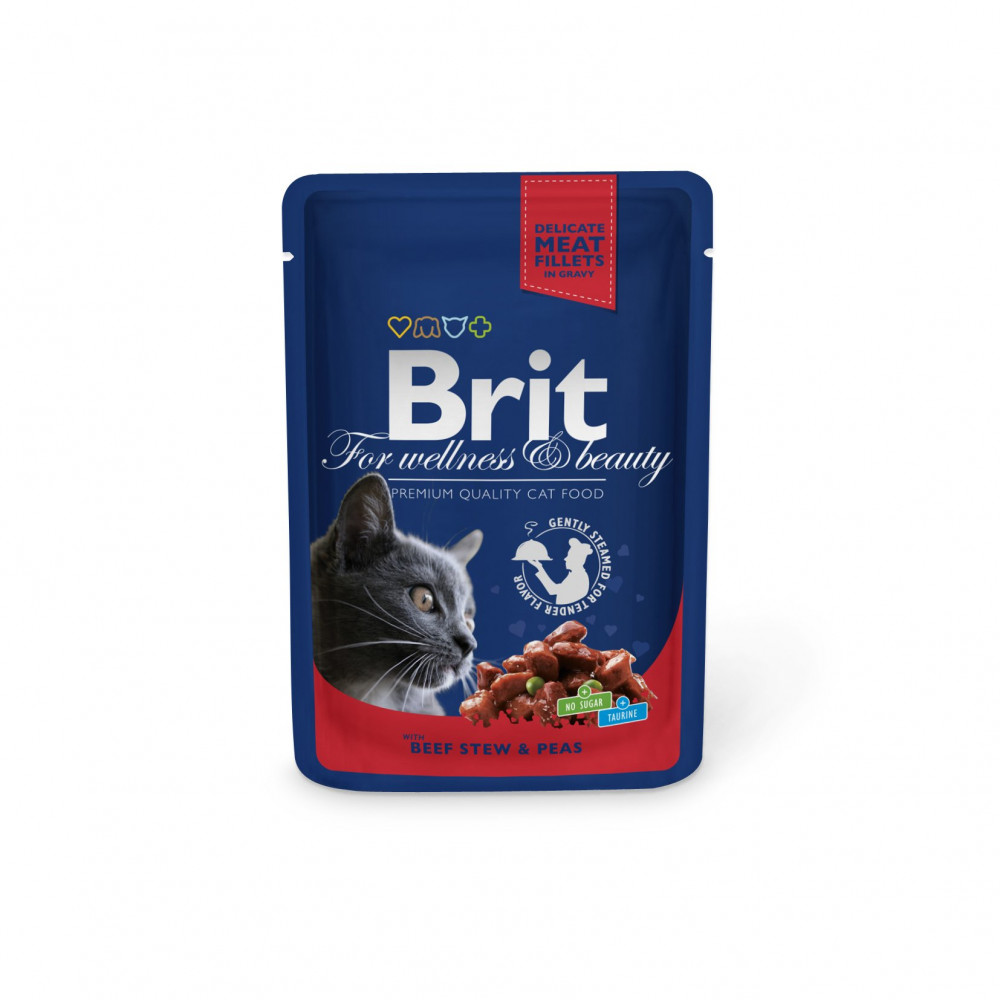 Brit Premium Cat Pouches Beef & Peas 100g