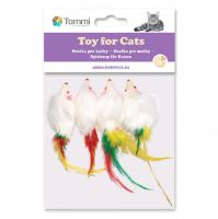Tommy mice with feathers 4pcs