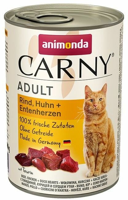 Animonda Carny Adult hovězí, kuřecí maso & kachní srdce 400g