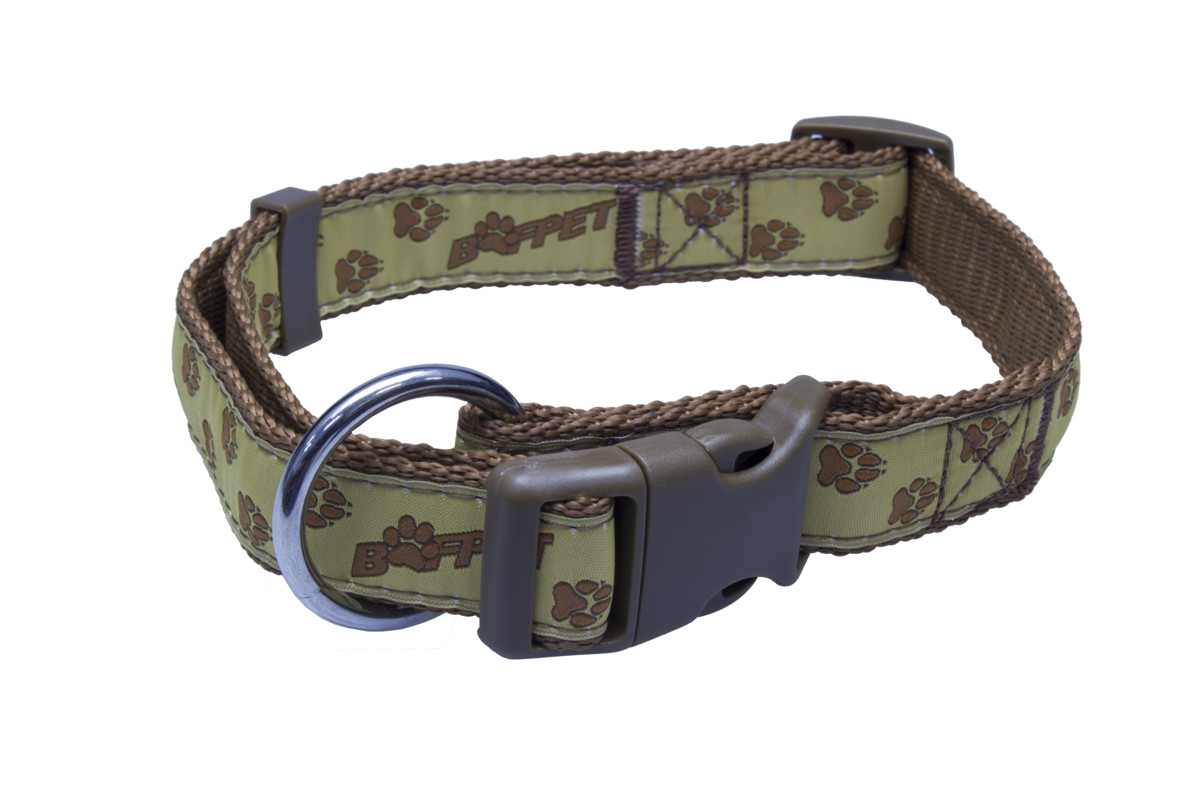 B&F Strap collar, paws BAF 2x38-60cm brown