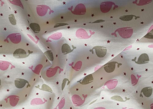 Baby cloth towel Whale pink