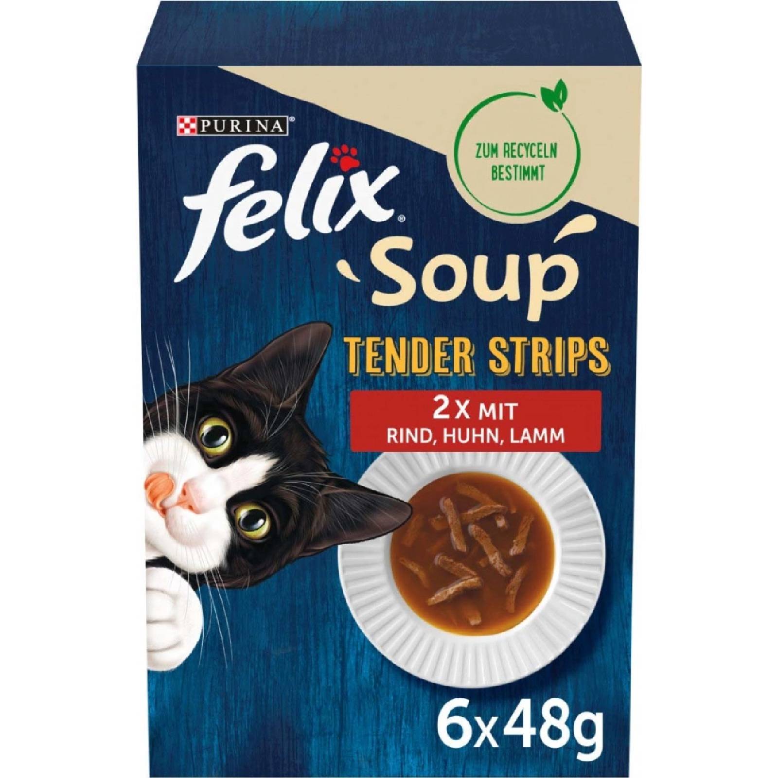 Felix Soup Tender Strips rozmanitost z venkova 6x48g