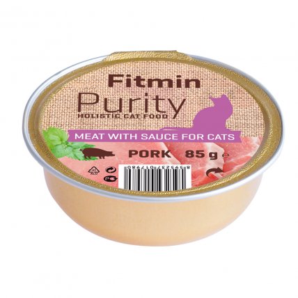 Prémiové vlhké krmivo pro kočky Fitmin Purity s vepřovým masem. Balení 85 g.