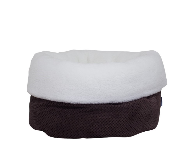 Rajen round cat bed extra plush, brown bubbles