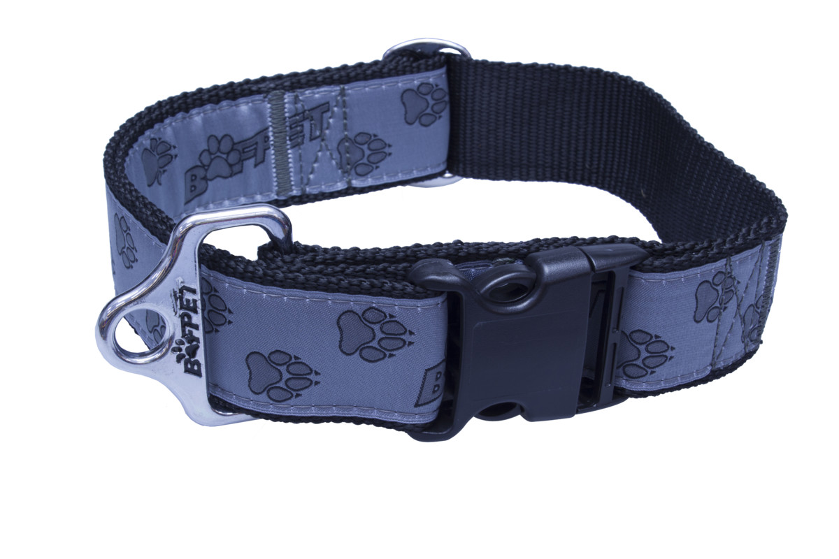B&F Strap collar, paws BAF 4x43-74cm gray