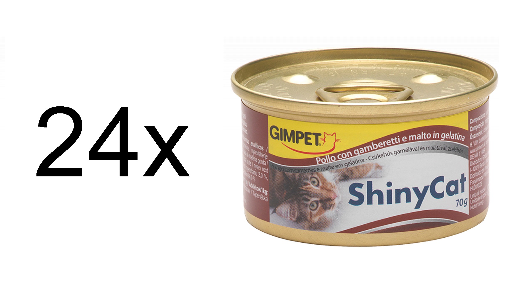 GimPet ShinyCat kuře & krevety & maltóza 24x70g
